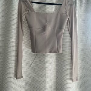Abercrombie tan Long Sleeve Blouse